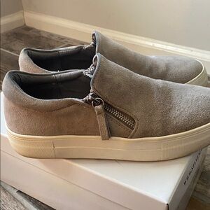Steve Madden gray Taupe Suede Slip-On Sneakers